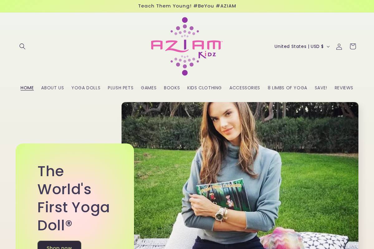 aziamkidz.com homepage screenshot