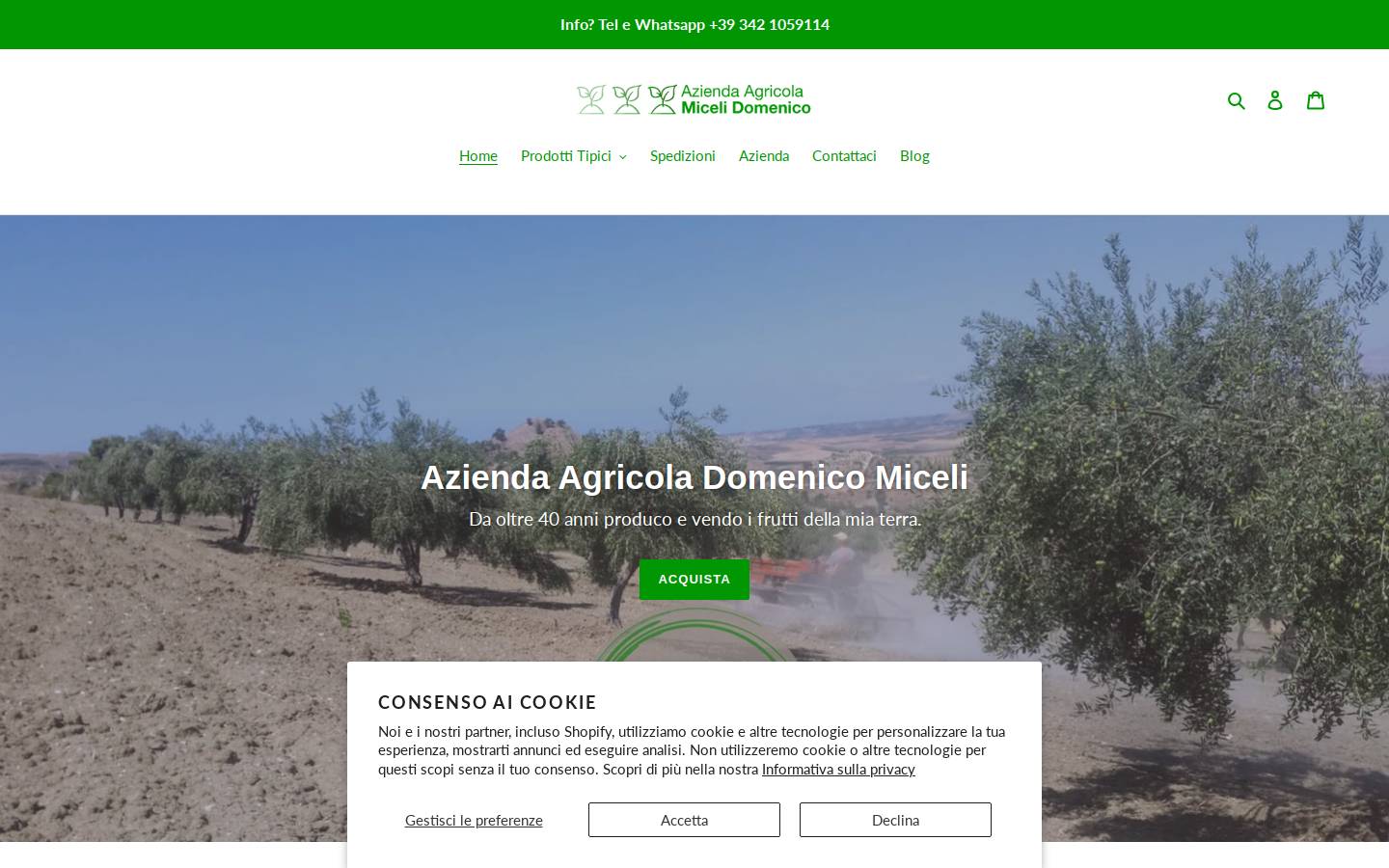 aziendamiceli.com homepage screenshot
