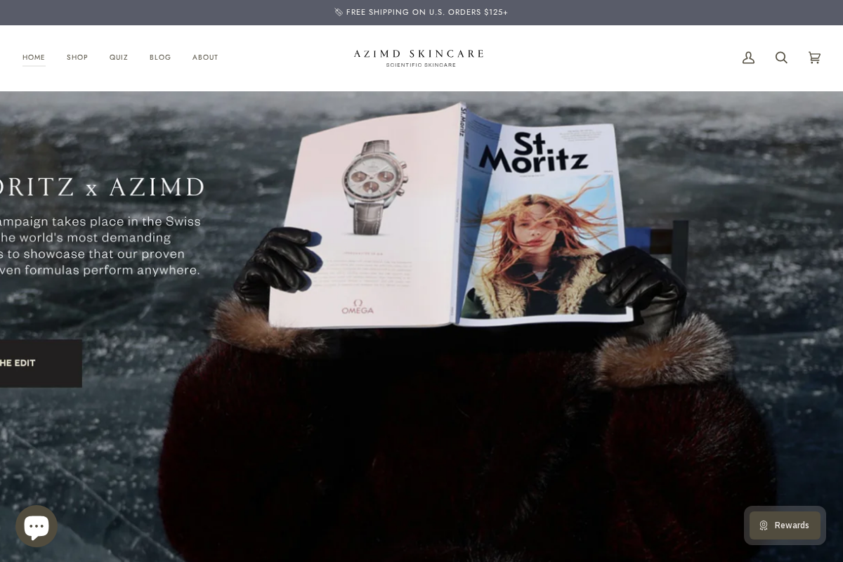 AziMD Skincare homepage screenshot