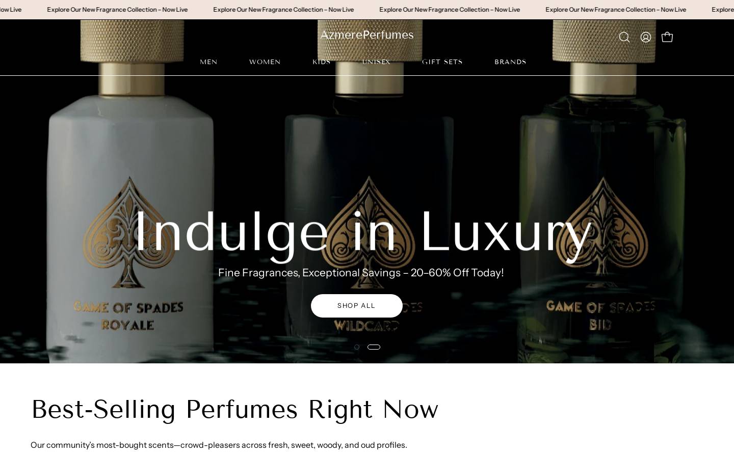 azmereperfume.com homepage screenshot
