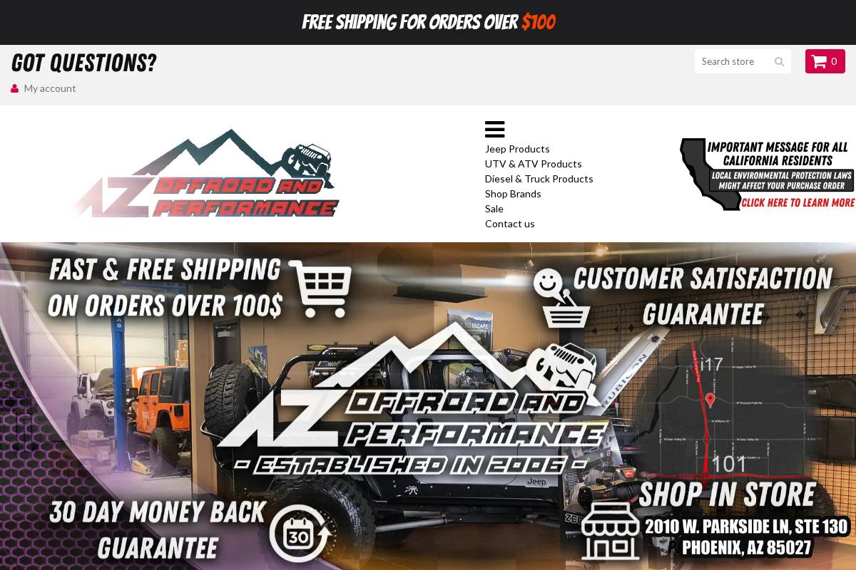 azoffroadperformance.com homepage screenshot