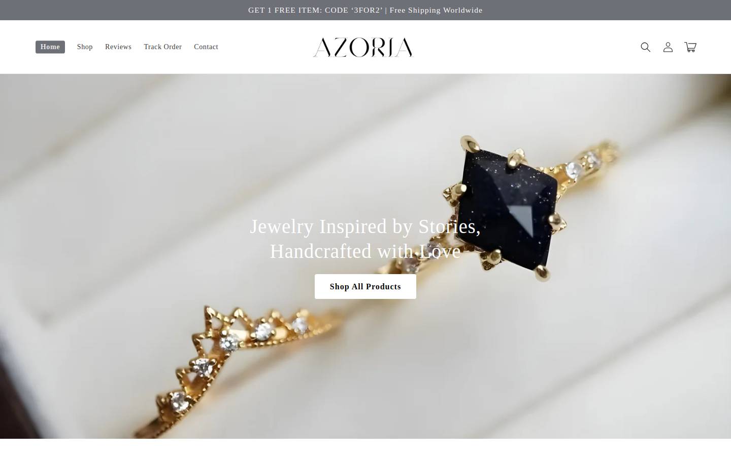 Azoriajewelry homepage screenshot