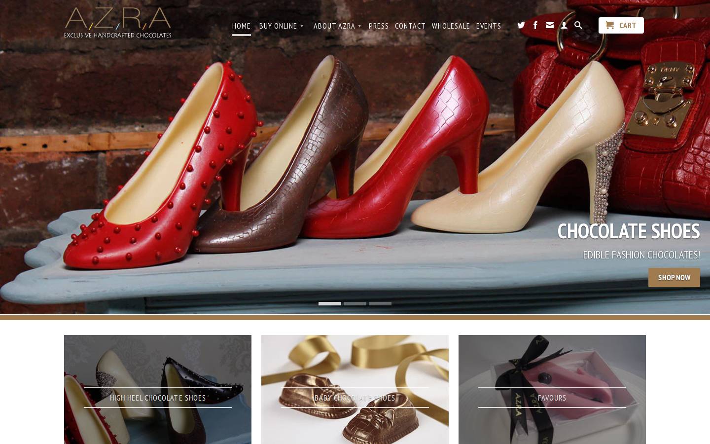azrachocolates.com homepage screenshot