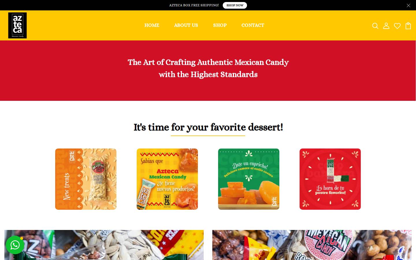 aztecacandy.com homepage screenshot