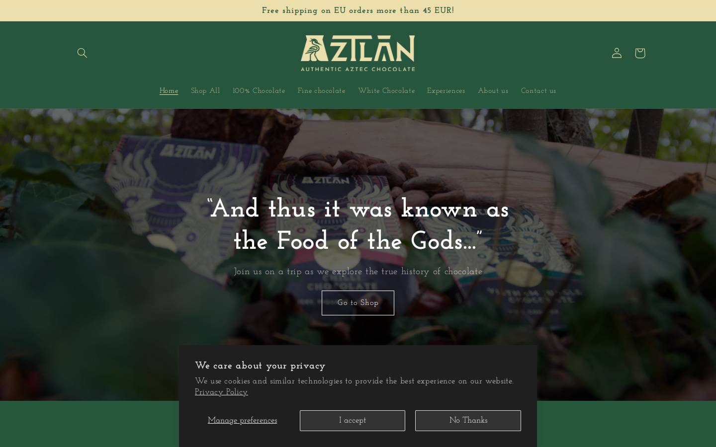 aztlanchocolate.com homepage screenshot