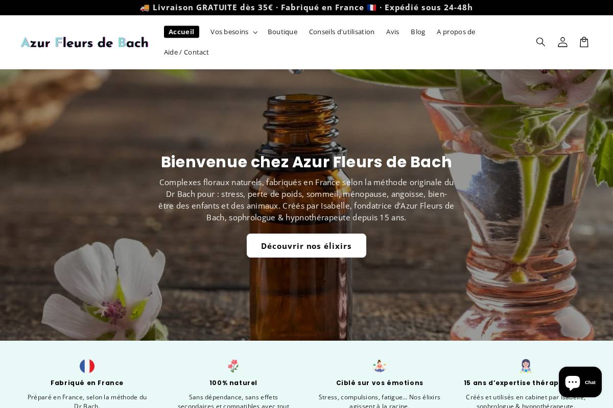 azur-fleursdebach.com homepage screenshot