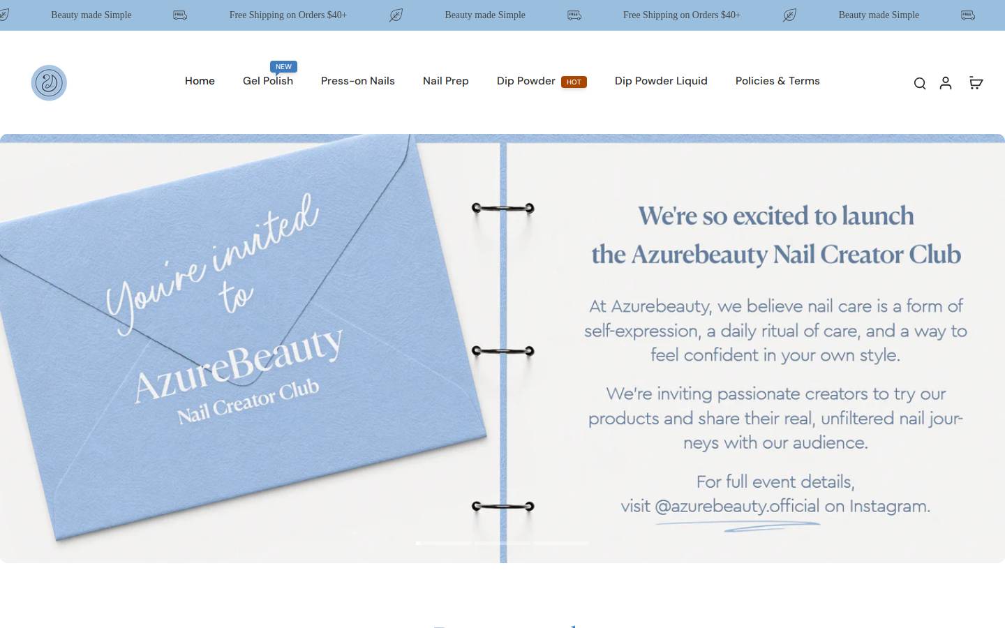 azurebeautyus.com homepage screenshot