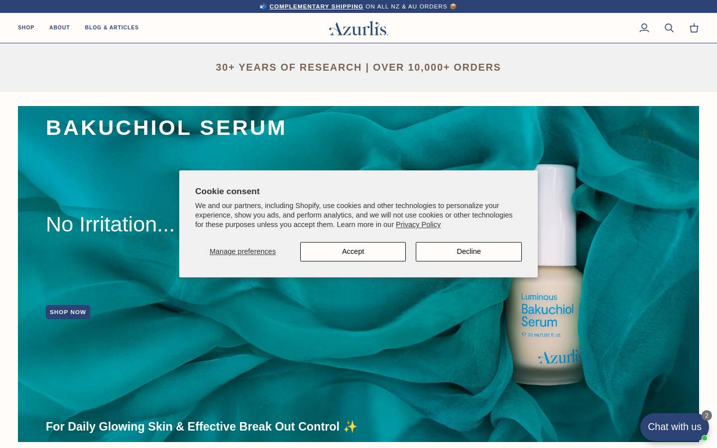 azurlis.co.nz homepage screenshot