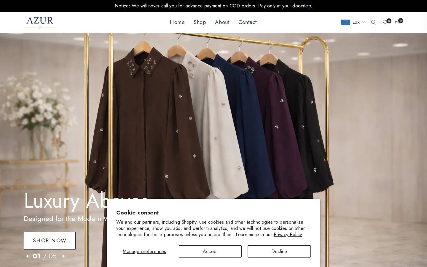 azurofficial.com homepage screenshot
