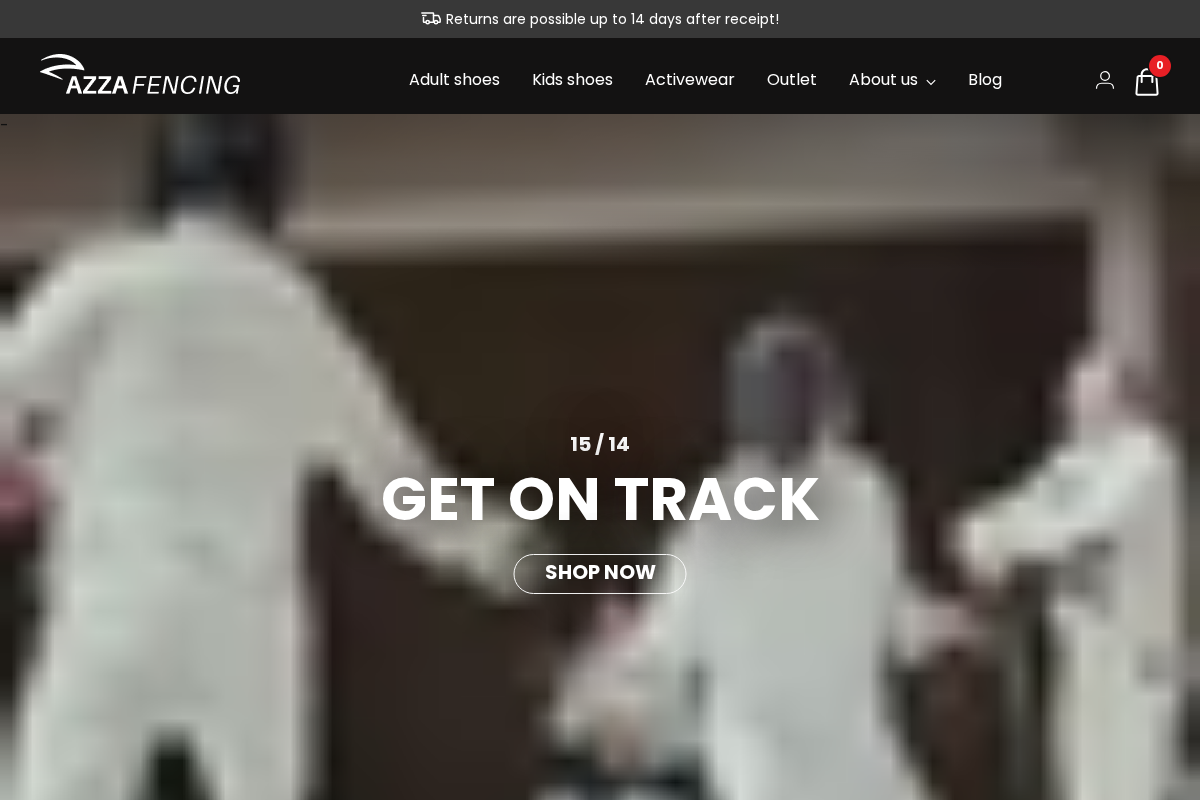 Premium Fencing Shoes - Azza Fencing homepage screenshot
