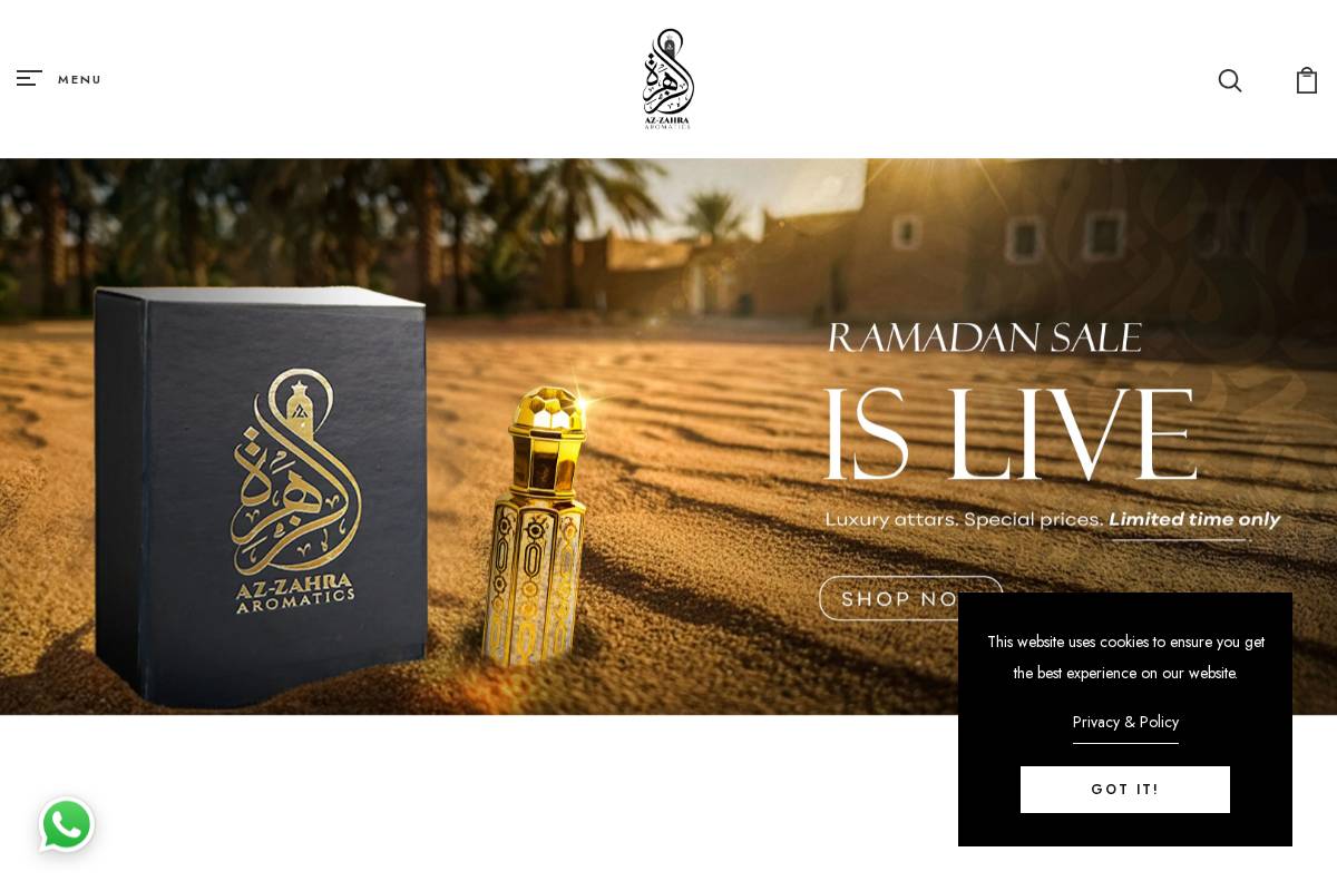 azzahraaromatics.com homepage screenshot