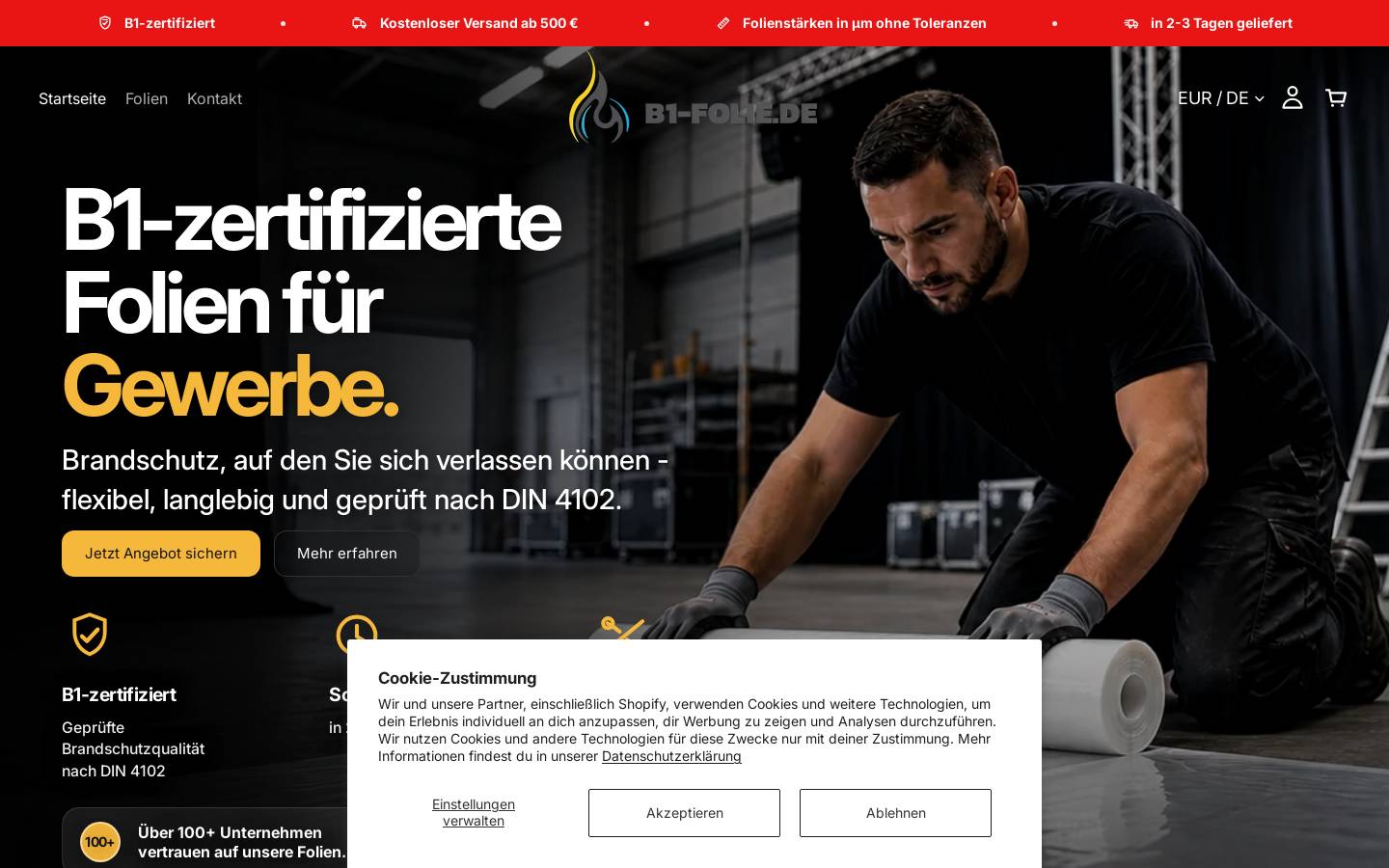 b1-folie.de homepage screenshot
