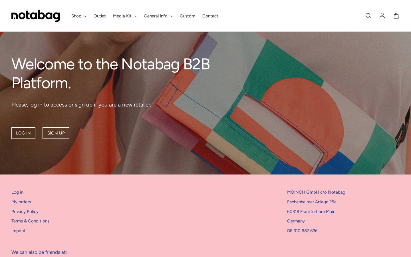 b2b-notabag.com homepage screenshot