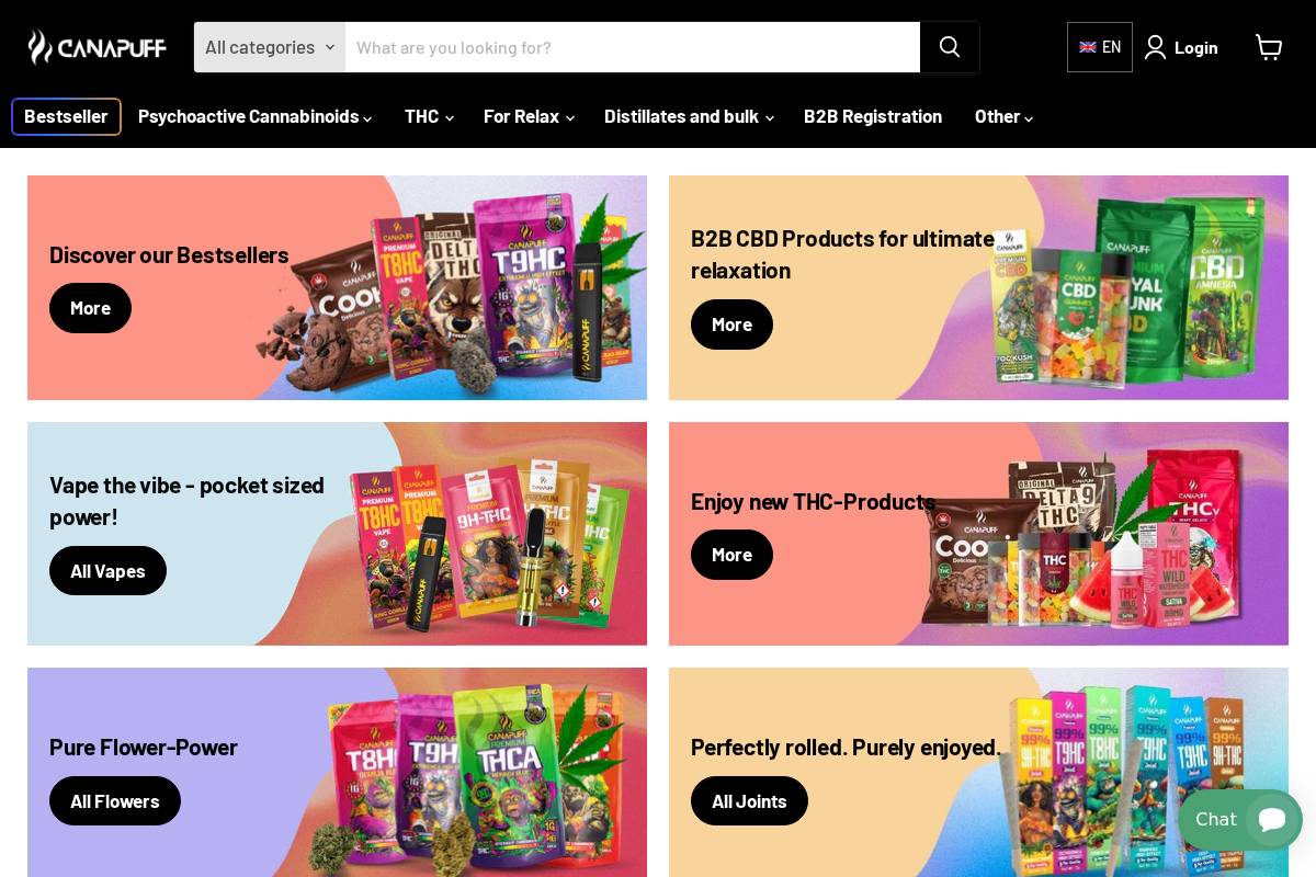 b2bcanapuff.com homepage screenshot