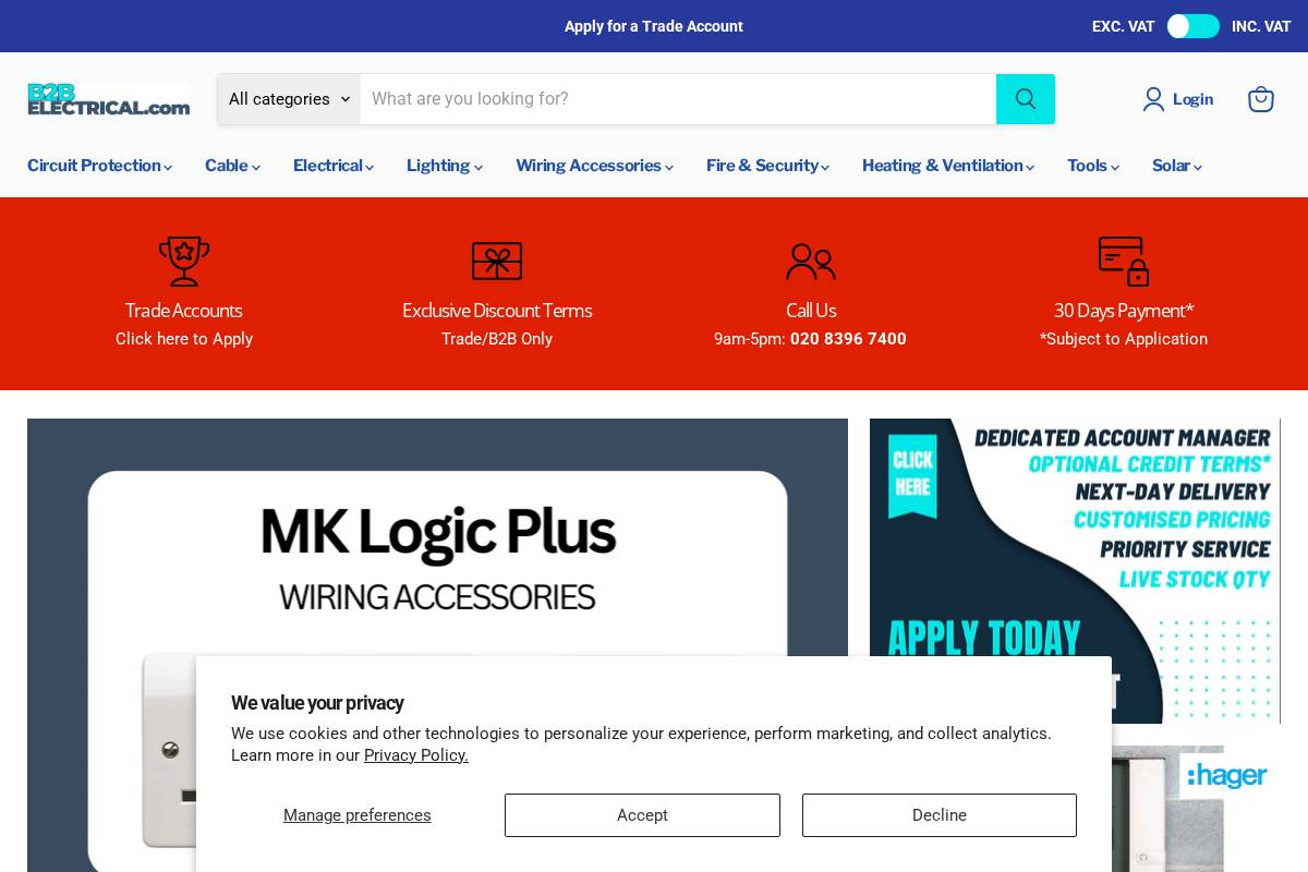 b2belectrical.com homepage screenshot