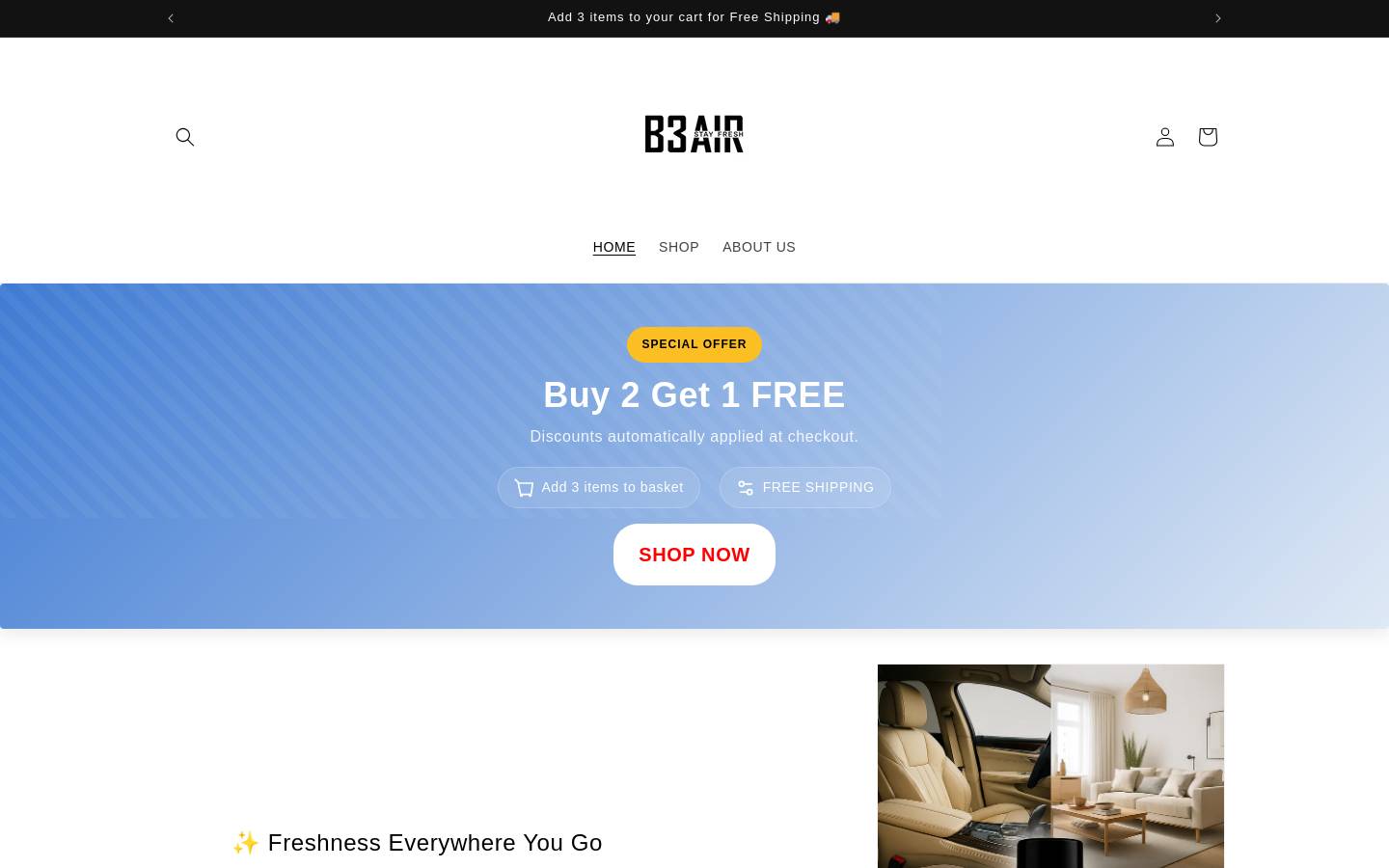 B3 AIR homepage screenshot