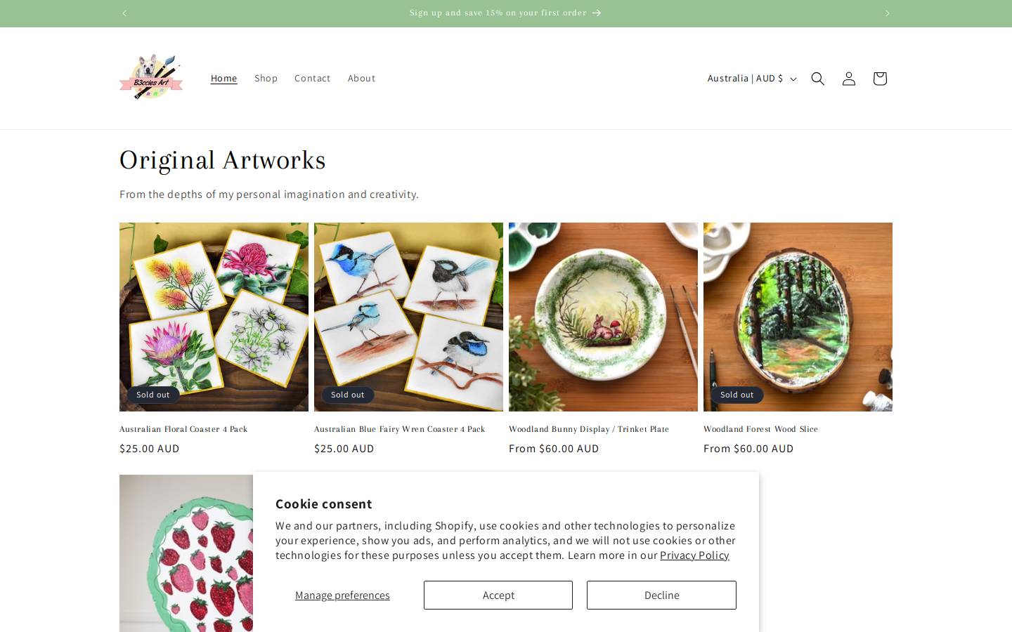 b3cclesart.com homepage screenshot