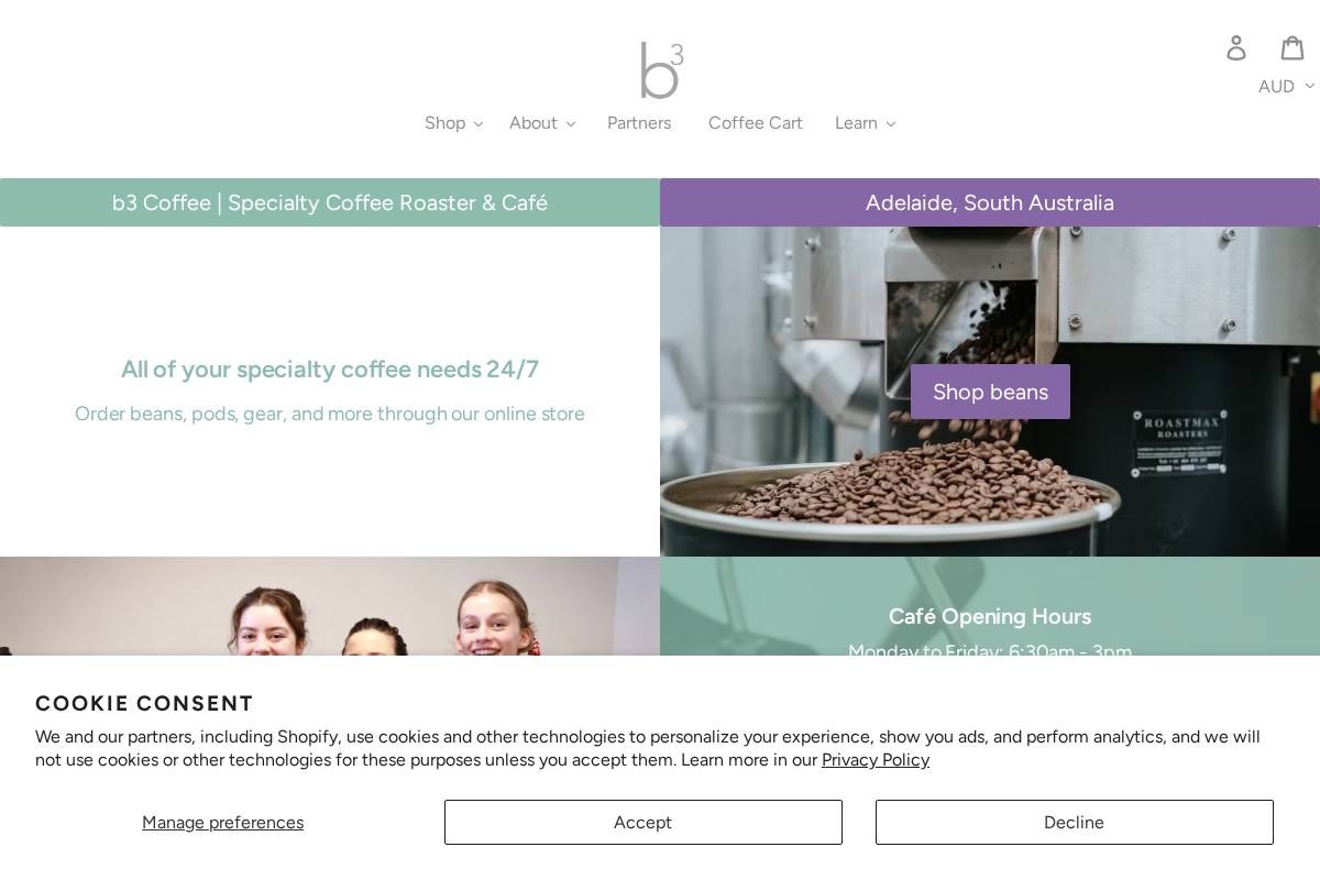 b3coffee.com.au homepage screenshot