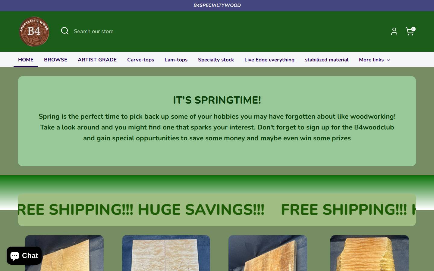 b4specialtywood.com homepage screenshot