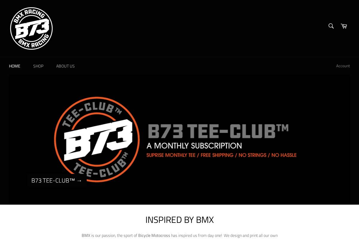 B73tees homepage screenshot