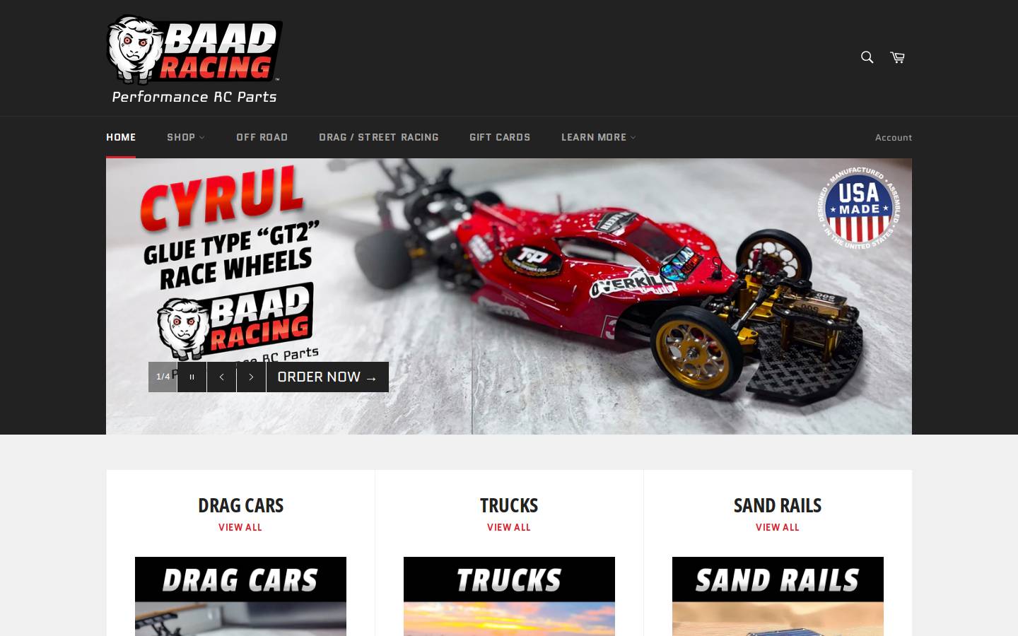 baadracing.com homepage screenshot