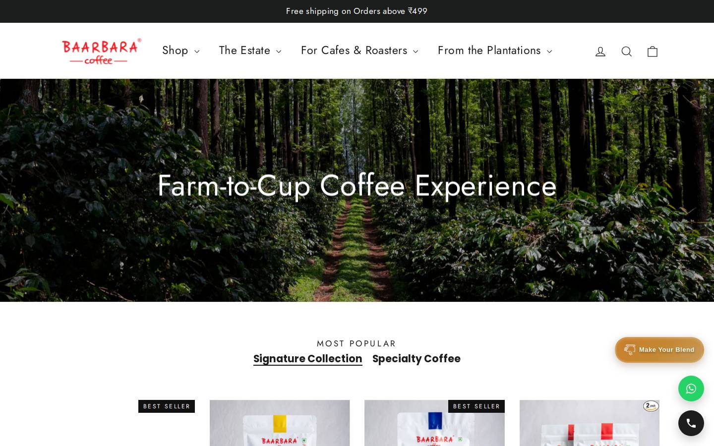 baarbaracoffee.com homepage screenshot