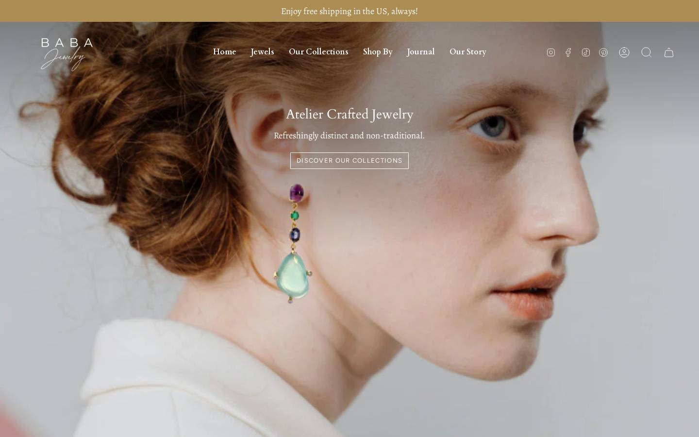 babajewelry.com homepage screenshot