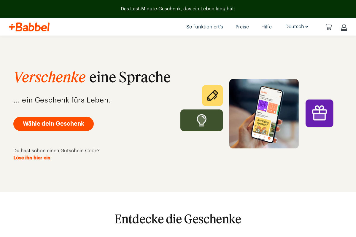 Babbel.de homepage screenshot