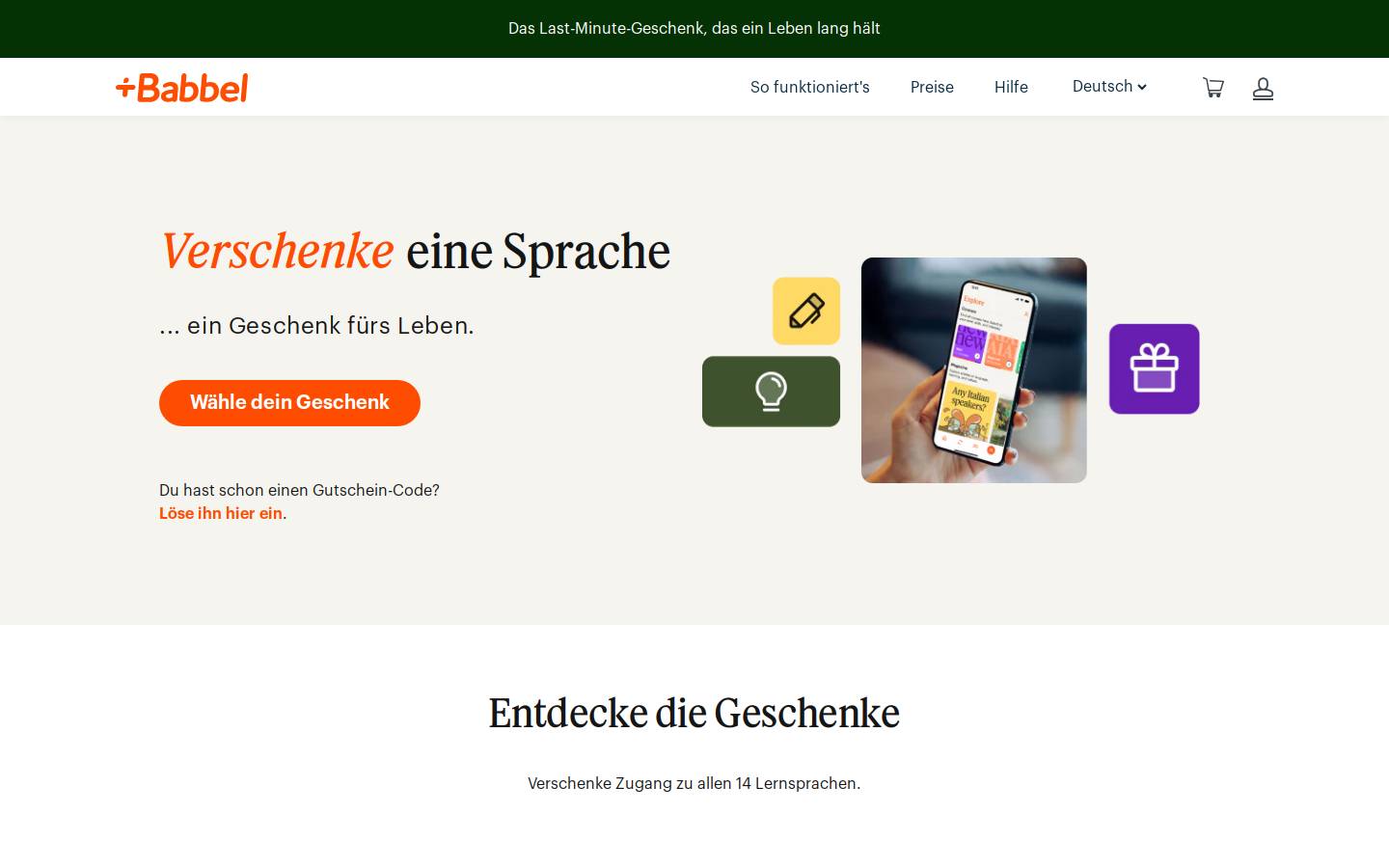 Babbel homepage screenshot