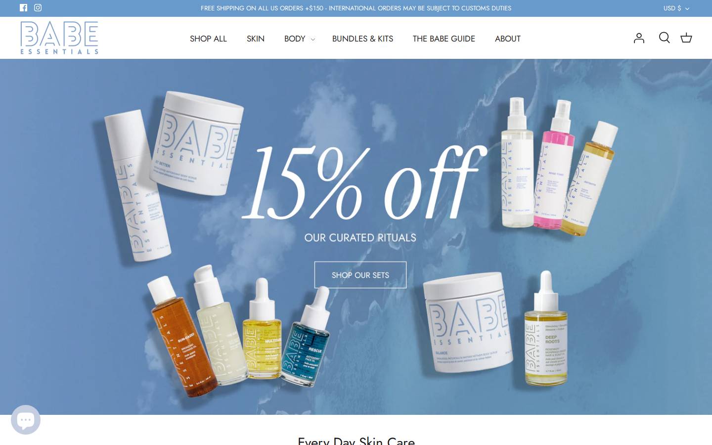 babeessentials.com homepage screenshot