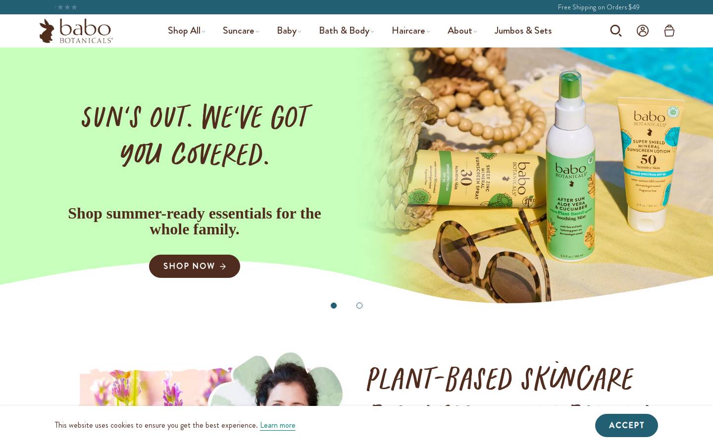 Babo Botanicals homepage screenshot