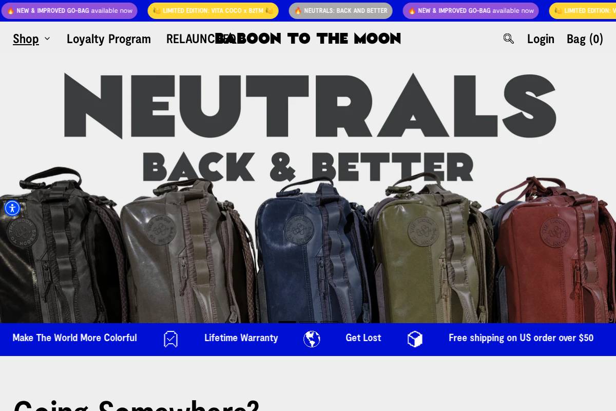 Baboontothemoon homepage screenshot