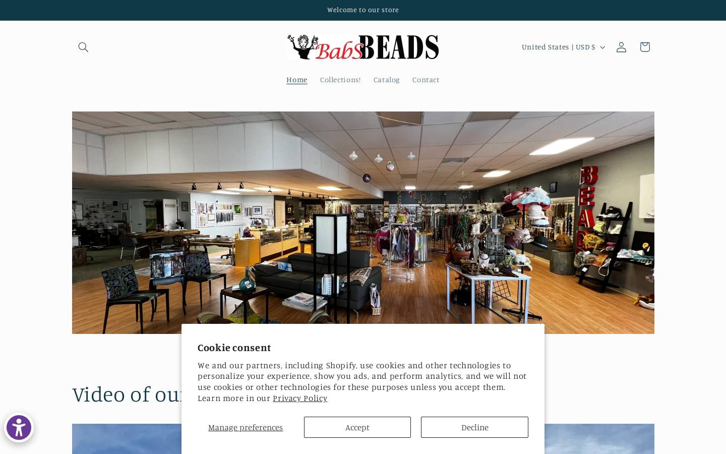 babsbeadwarehouse.com homepage screenshot