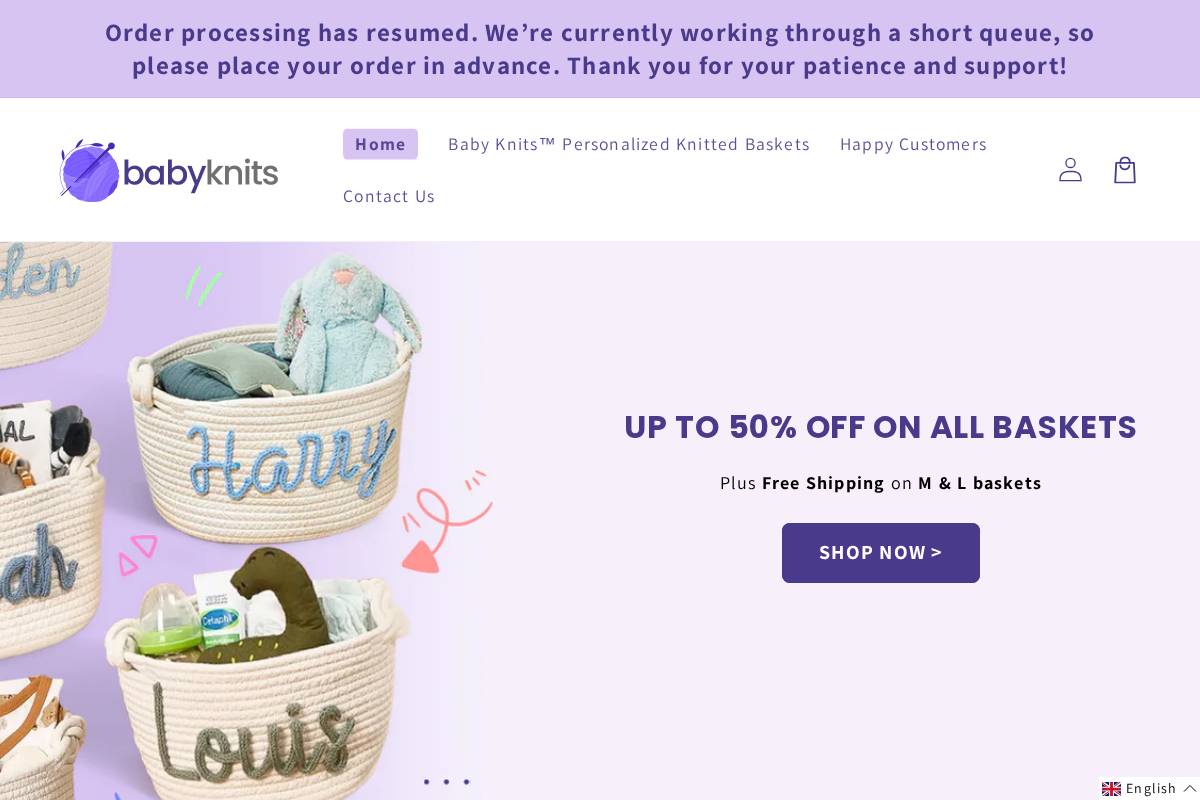 Baby Knits homepage screenshot