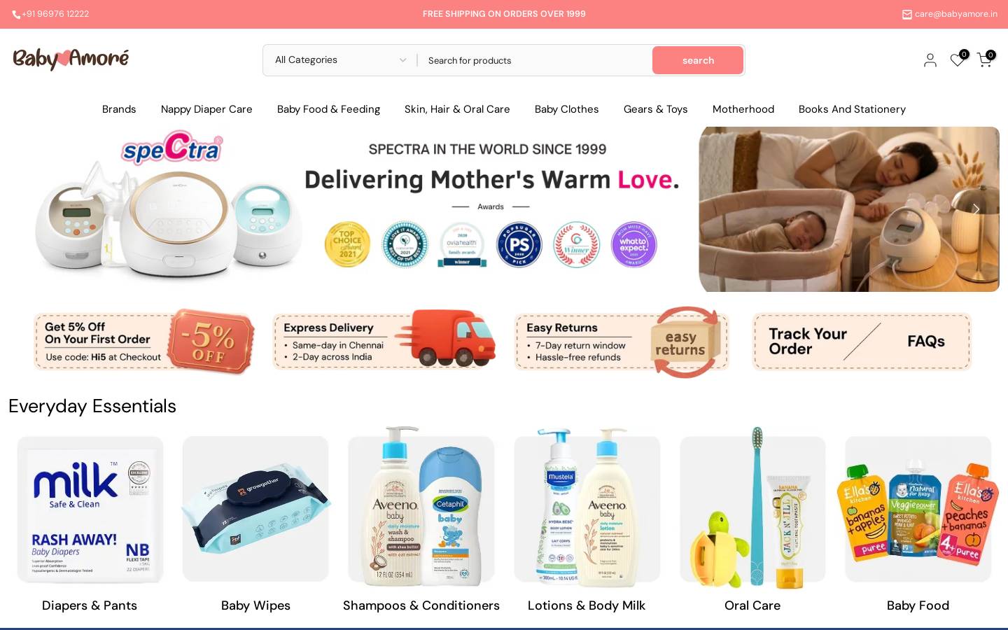 babyamore.in homepage screenshot