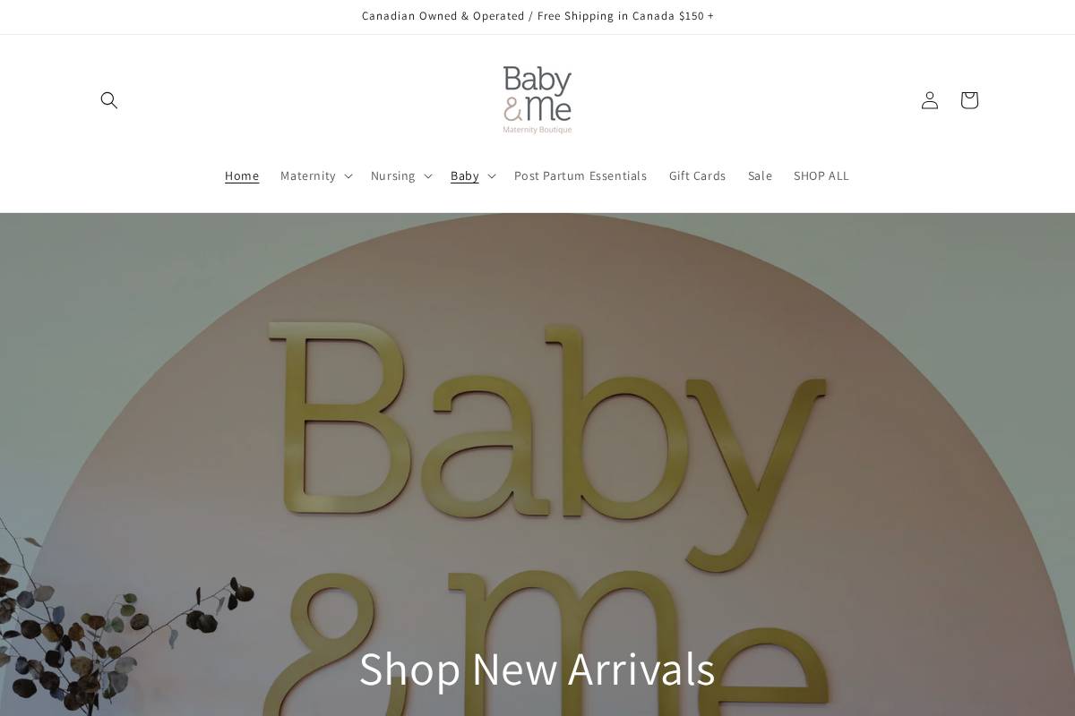 babyandmematernity.com homepage screenshot