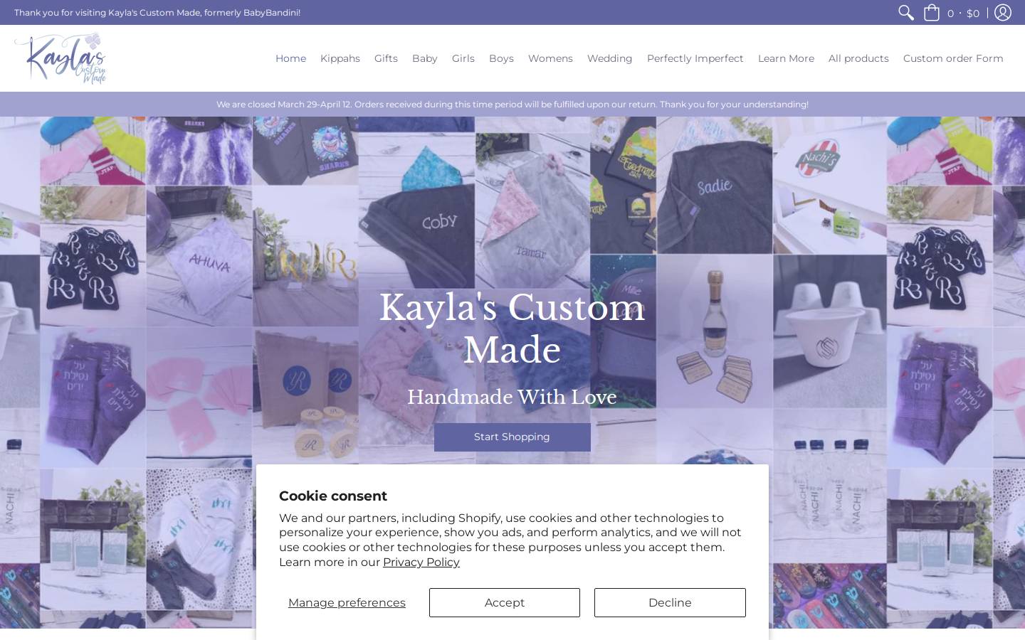 babybandini.com homepage screenshot
