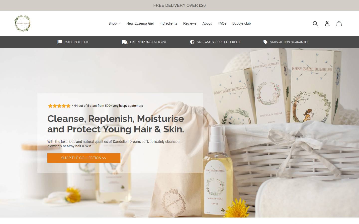 babybarebubbles.com homepage screenshot