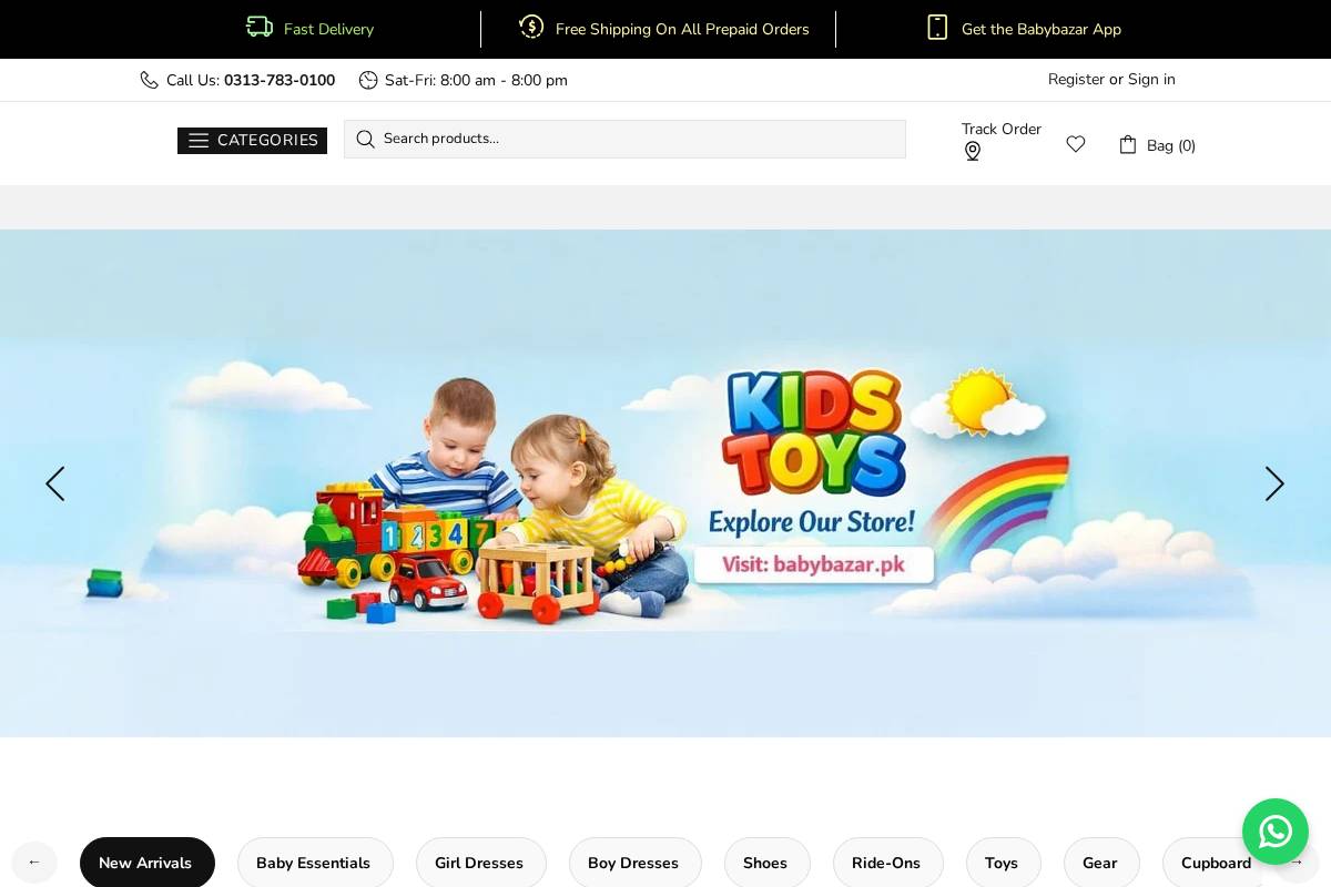 babybazar.pk homepage screenshot