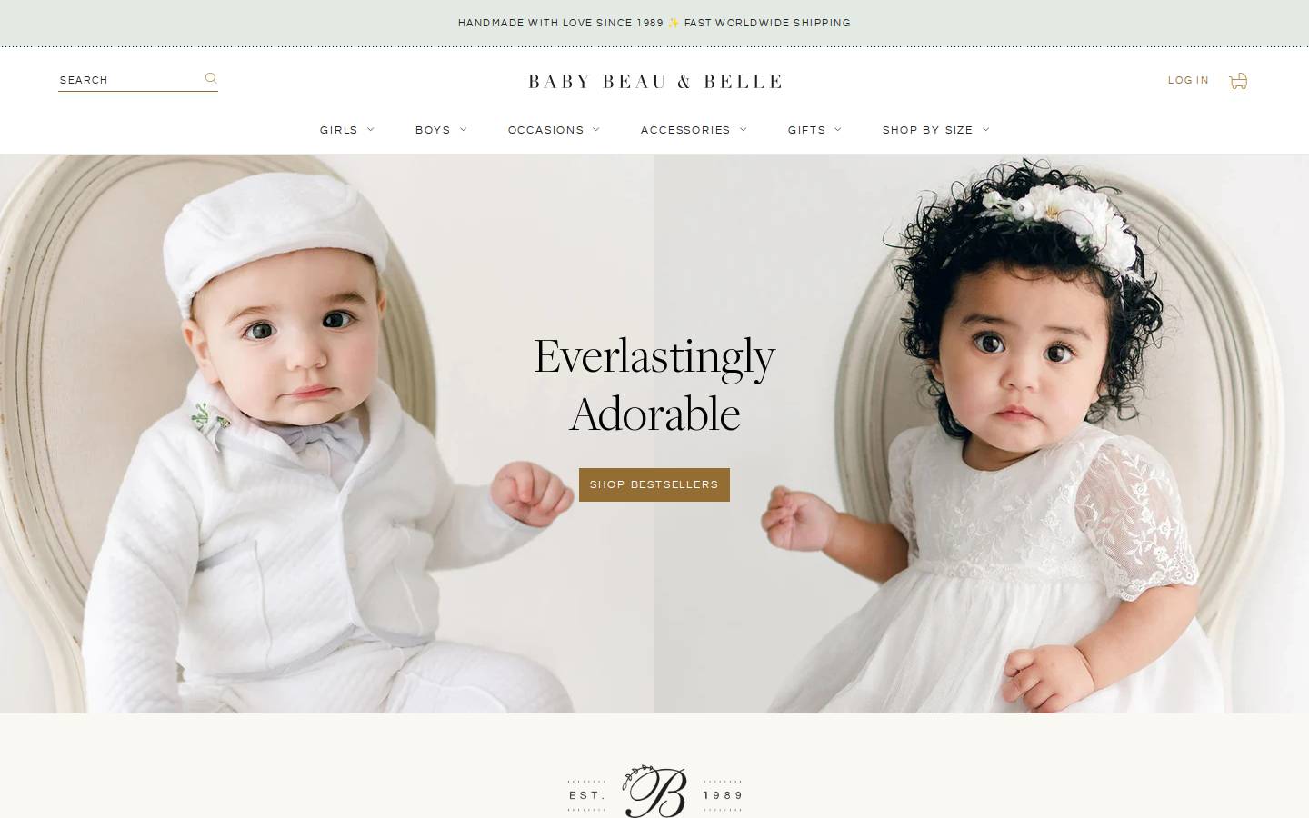 Baby Beau & Belle homepage screenshot