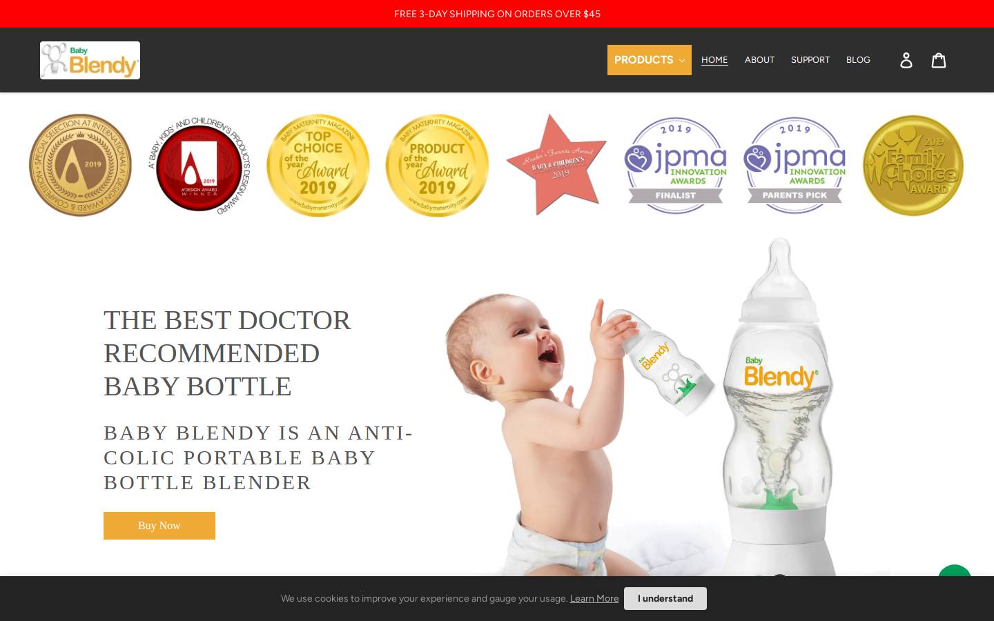 babyblendybottles.com homepage screenshot