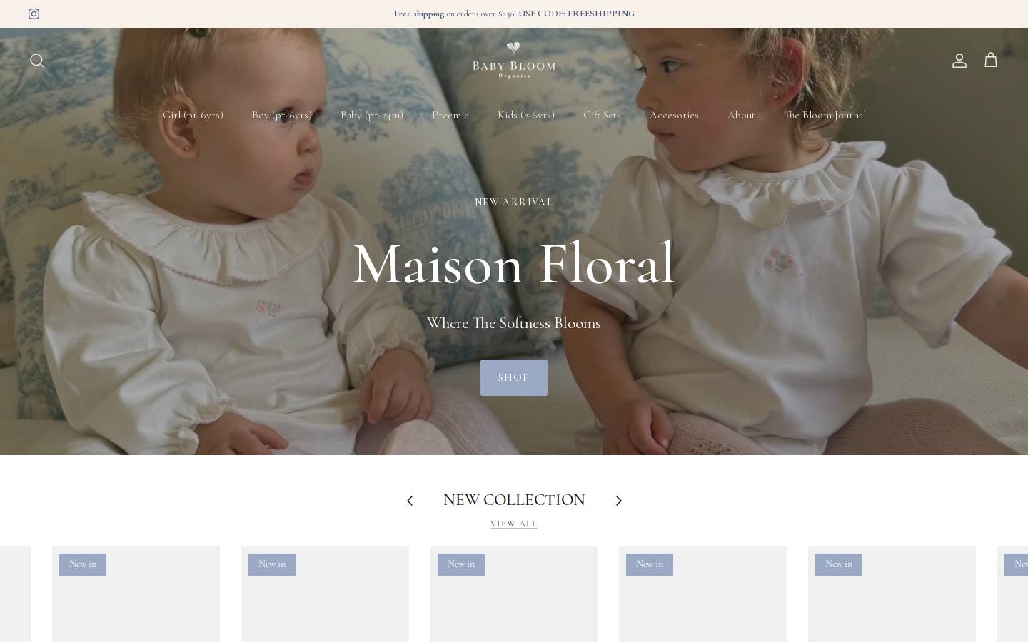 babybloomorganics.com homepage screenshot