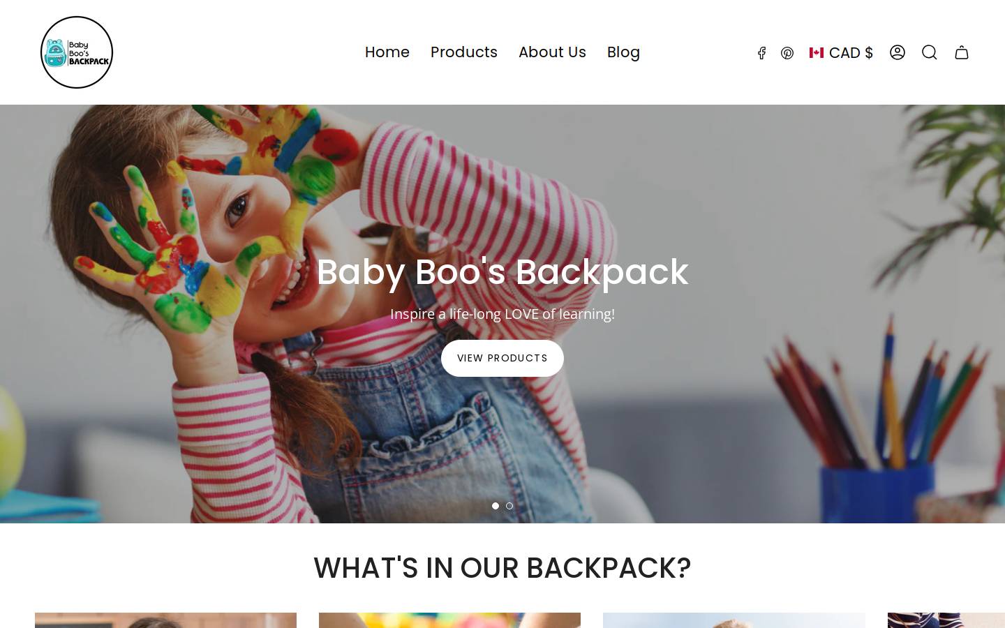 babyboosbackpack.com homepage screenshot