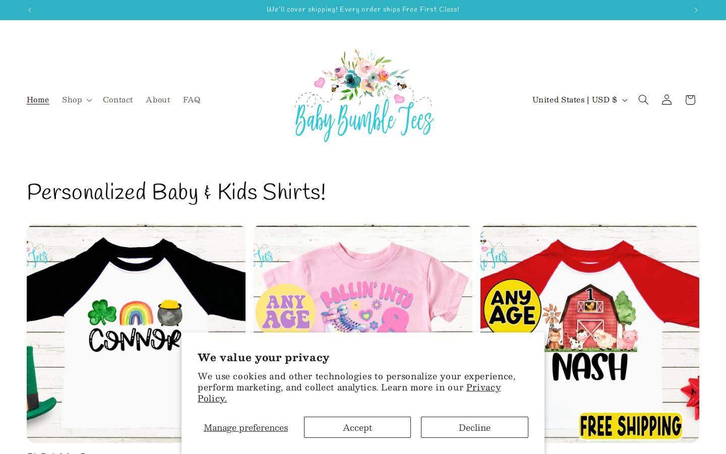 babybumbletees.com homepage screenshot