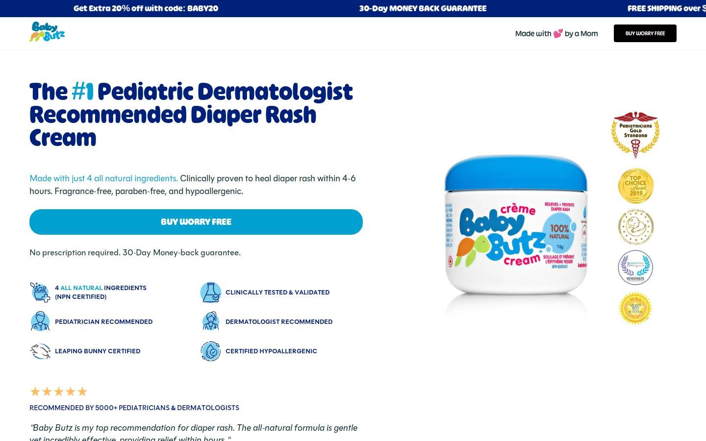 babybutz.com homepage screenshot