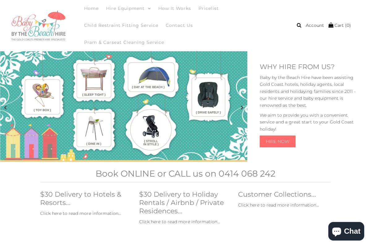 babybythebeachhire.com.au homepage screenshot