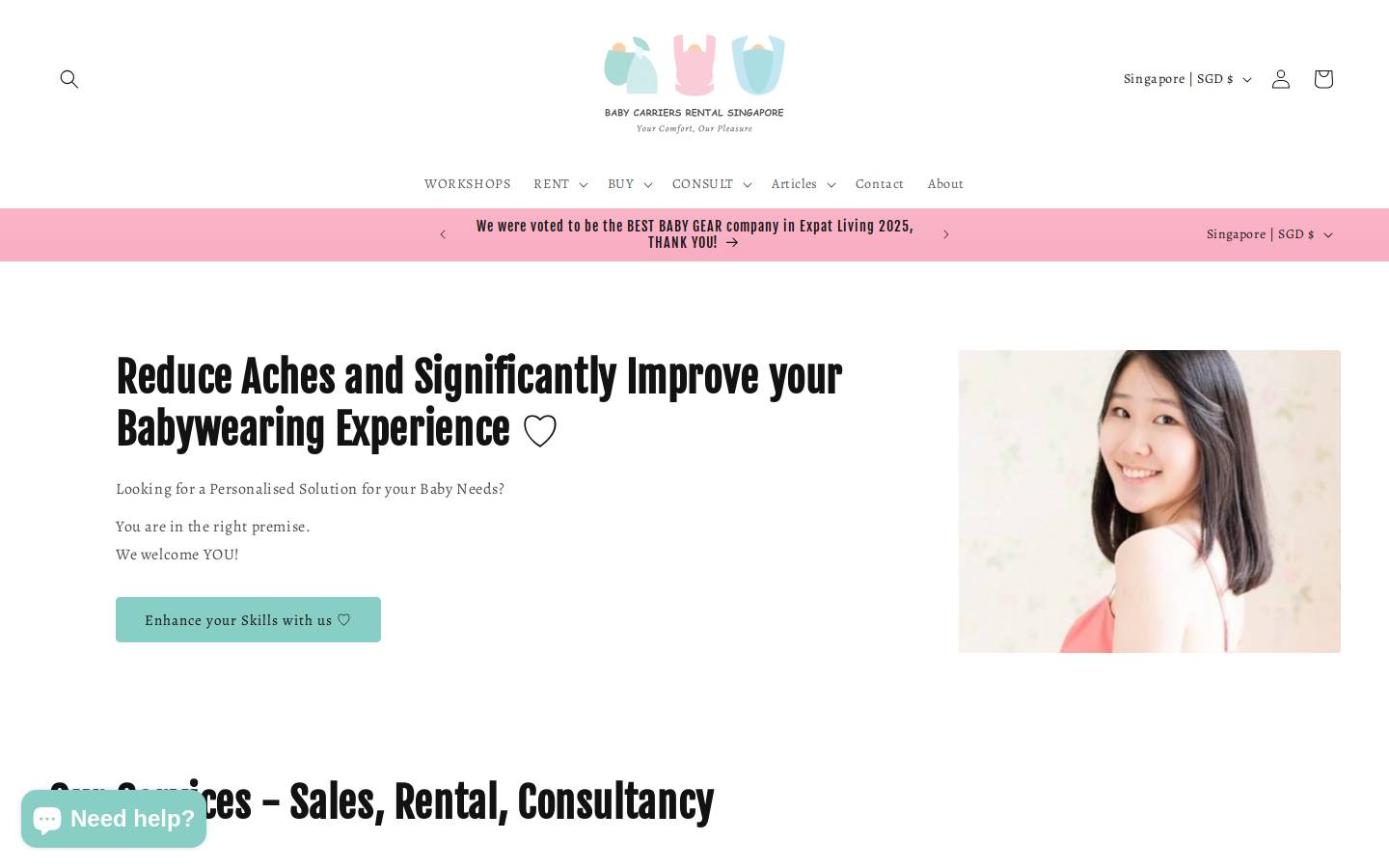babycarriersrentalsg.com homepage screenshot