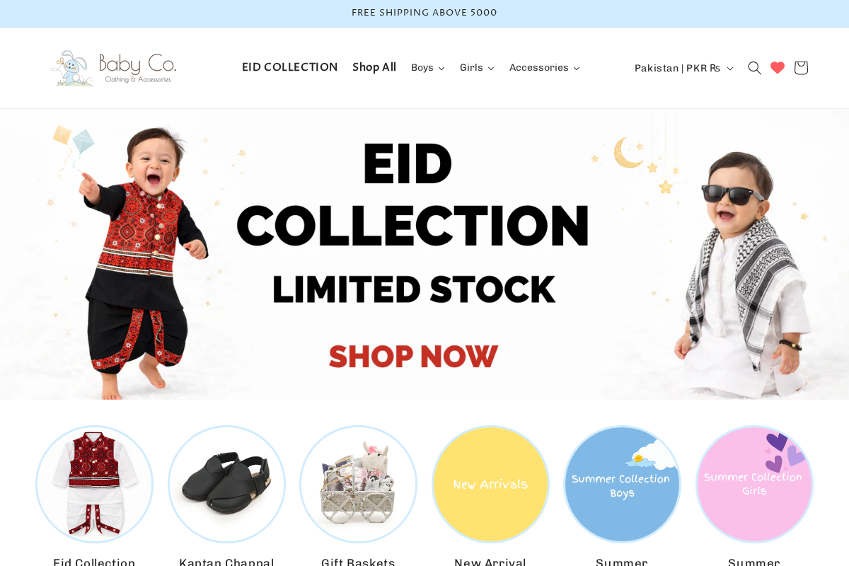 Baby Co homepage screenshot