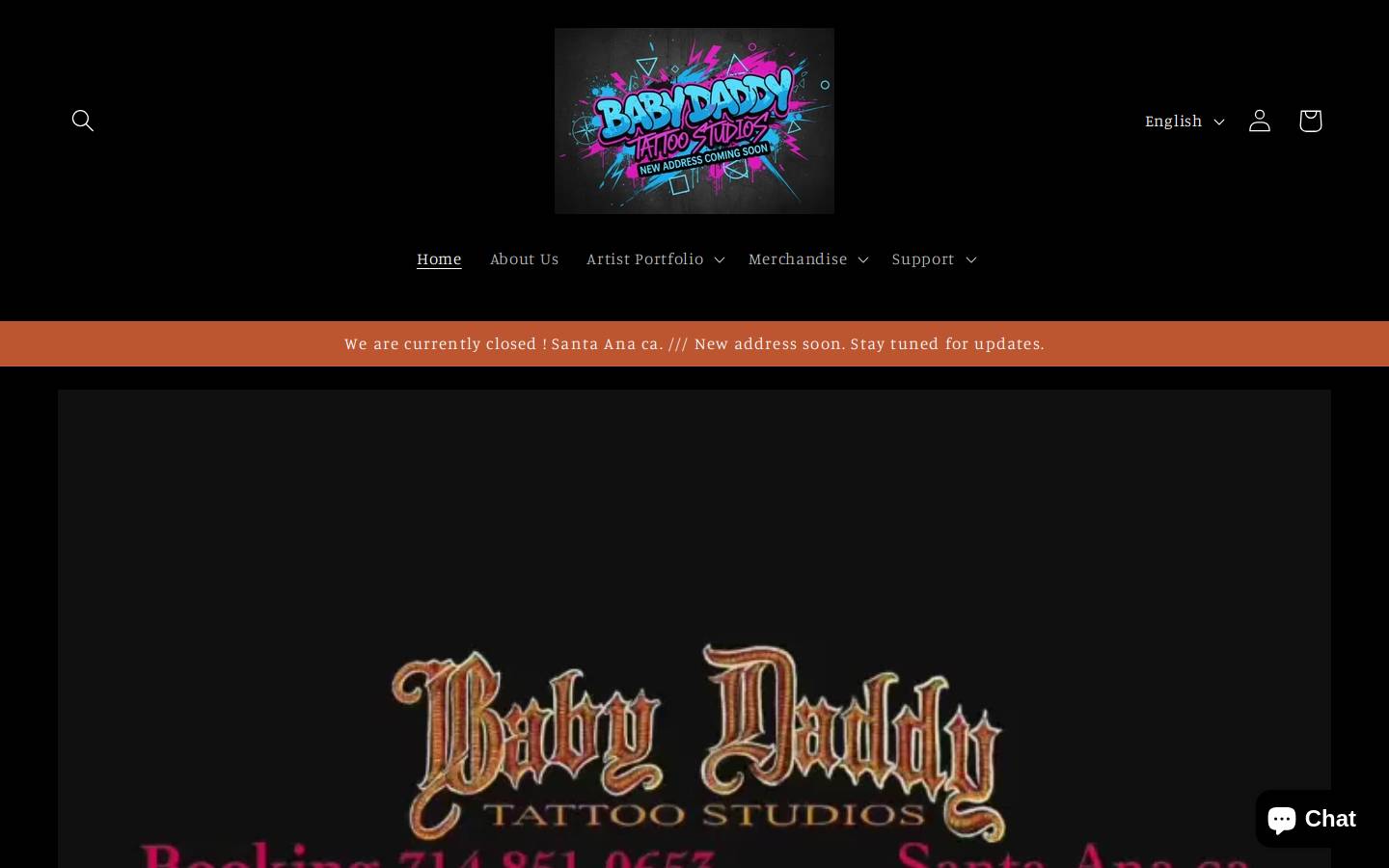 babydaddytattoocorp.com homepage screenshot