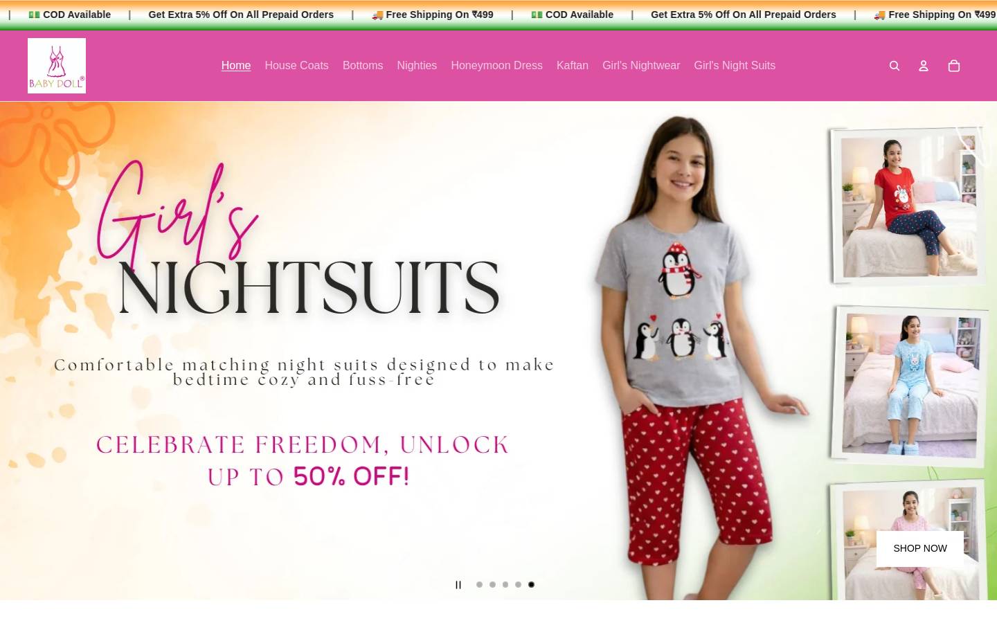 babydollindia.com homepage screenshot